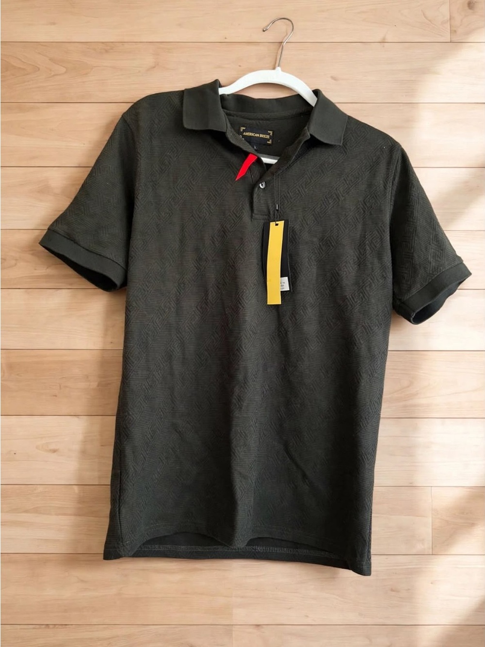 American Eagle Outfitters Dark Olive Textured Polo